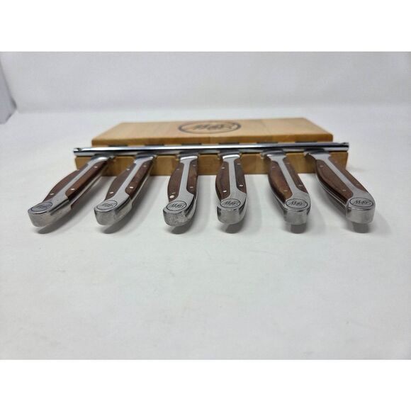 GUNTER WILHELM EXECUTIVE CHEF SERIES STEAK KNIVES SET OF 6 GERMAN STEEL W/ RACK - Picture 8 of 10